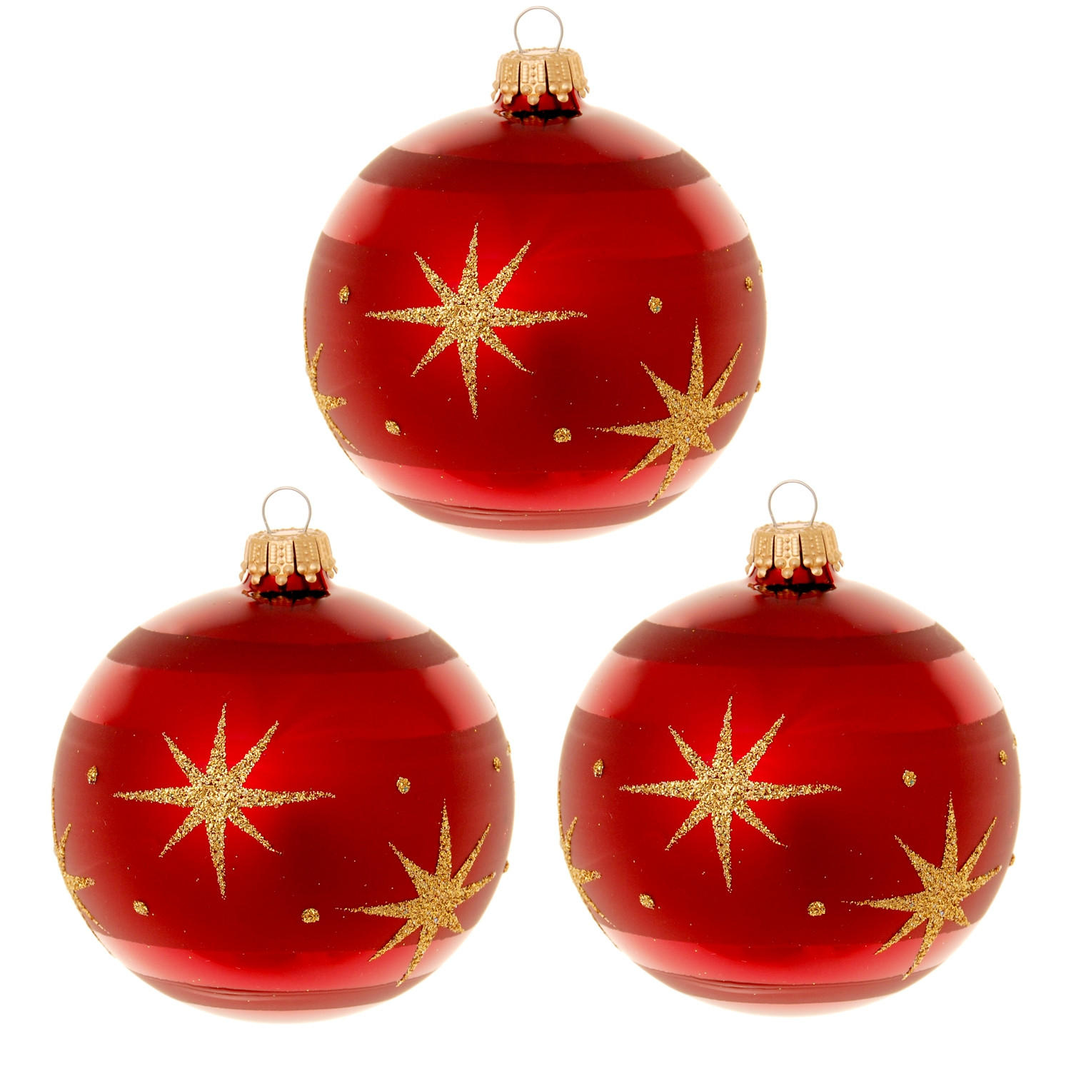 CHRISTBAUMKUGELN Sternennacht Rot 8cm (Glas / 3 Stk.) - Rot, Glas (8/8/8cm) - Krebs Glas Lauscha