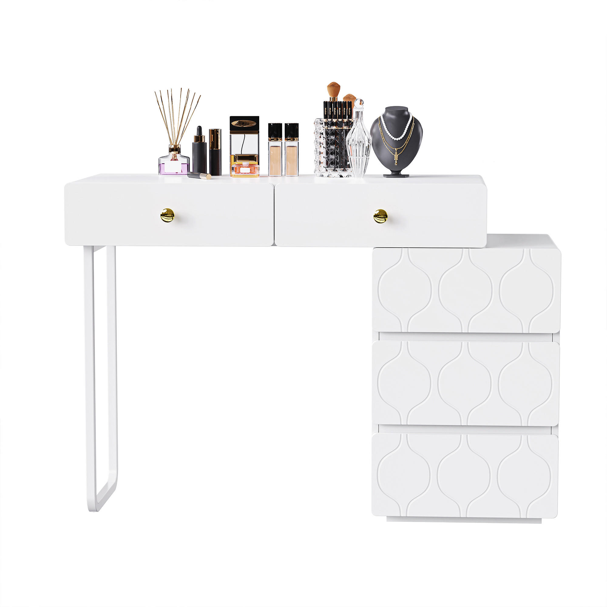 KONSOLENTISCH mit Metallfüßen und Rillen-Design - Schwarz, Holzwerkstoff/Metall (37.5/120/80cm) - Urban Meuble