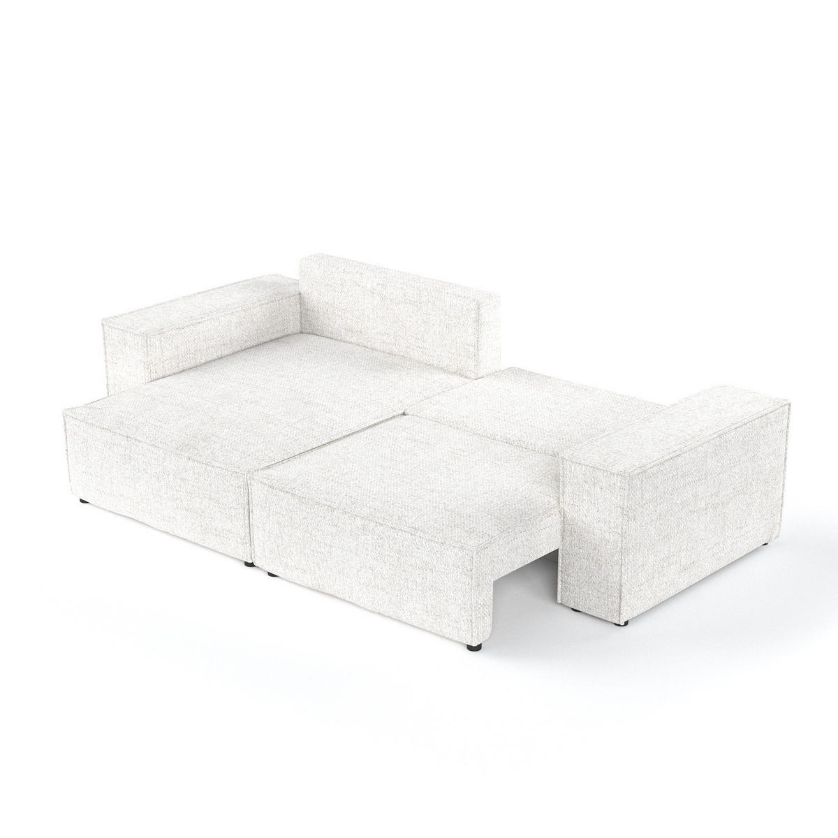 ECKSOFA SENSO mit Schlaffunktion Creme im Neve Stoff - Creme/Schwarz, Holz/Holzwerkstoff (255/148cm) - AltaBeds