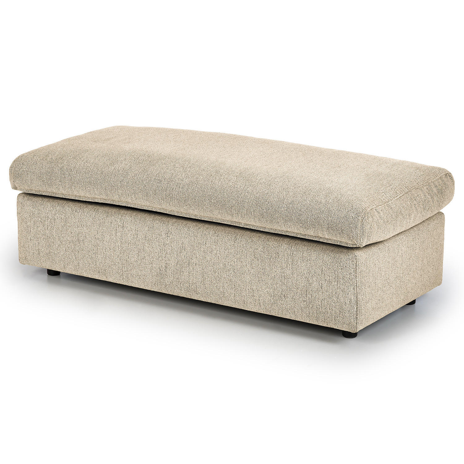 POLSTERHOCKER - Creme/Schwarz, Kunststoff/Textil (131/44/61cm) - home24