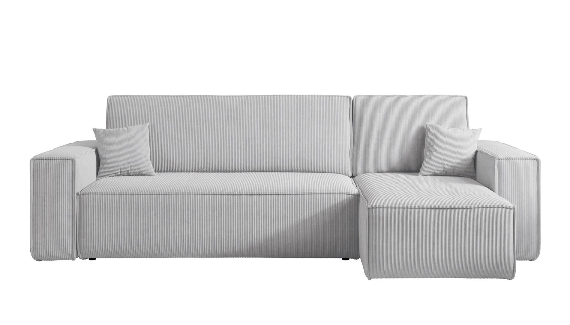 ECKSOFA Scarlo Hellgrau Cordbezug - Hellgrau/Schwarz, Kunststoff/Textil (244/145cm) - Selsey