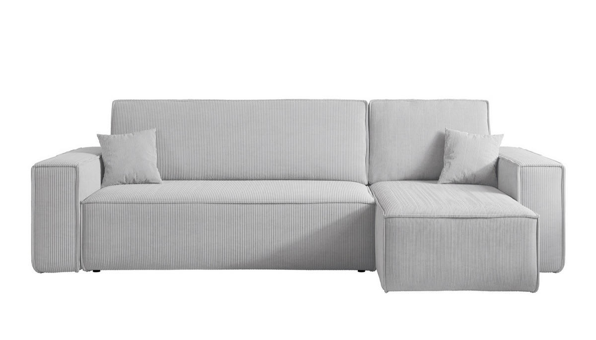 ECKSOFA Scarlo Hellgrau Cordbezug - Hellgrau/Schwarz, Kunststoff/Textil (244/145cm) - Selsey