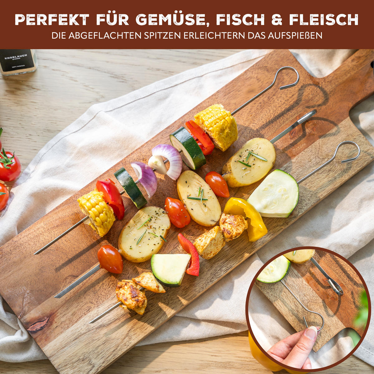 GRILLSPIESSE 6-er-Set, silber, Edelstahl - Edelstahlfarben, Metall (36.7/15/3cm) - bremermann