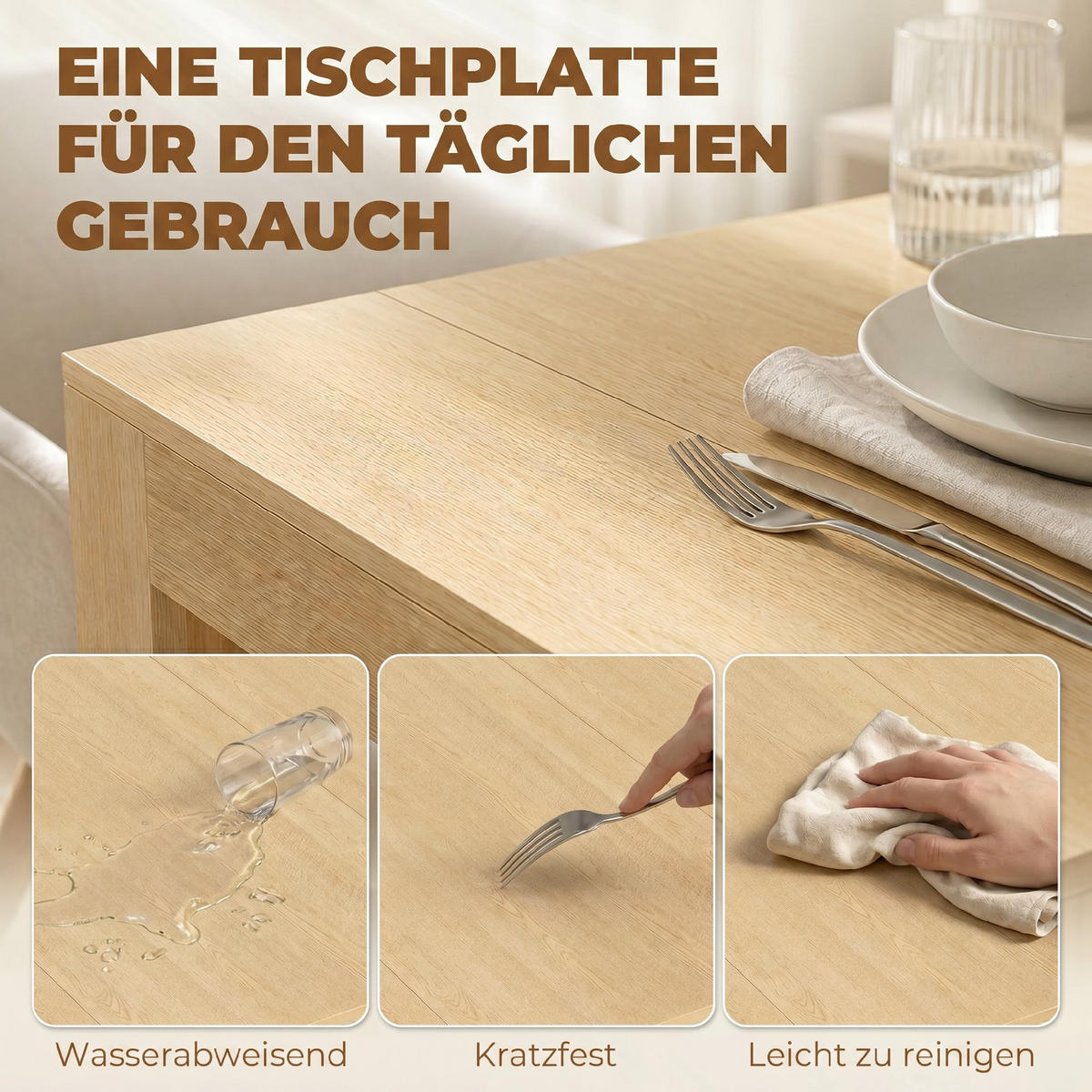 AUSZIEHBARER-ESSTISCH Spanplatte Stahl Braun - Hellbraun, Holzwerkstoff (240/90/78cm) - HOMCOM