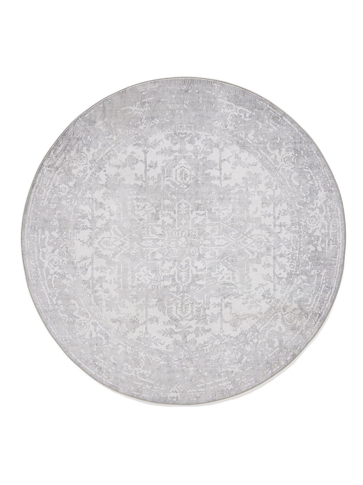 VINTAGE-TEPPICH Miray waschbar ø 160 cm rund - Grau, Kunststoff (160/160cm) - benuta Nest