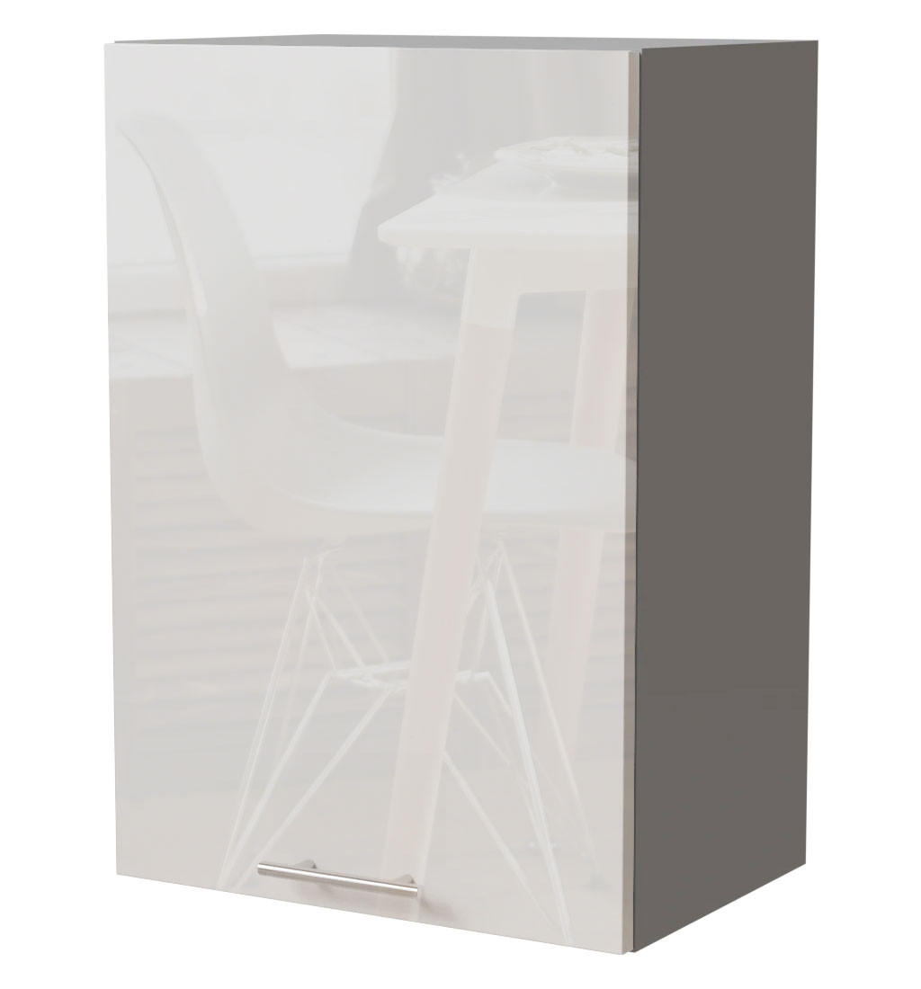 Feldmann-Wohnen Küchenhängeschrank Weiß Hochglanz, Grau 50x72x32.5 cm