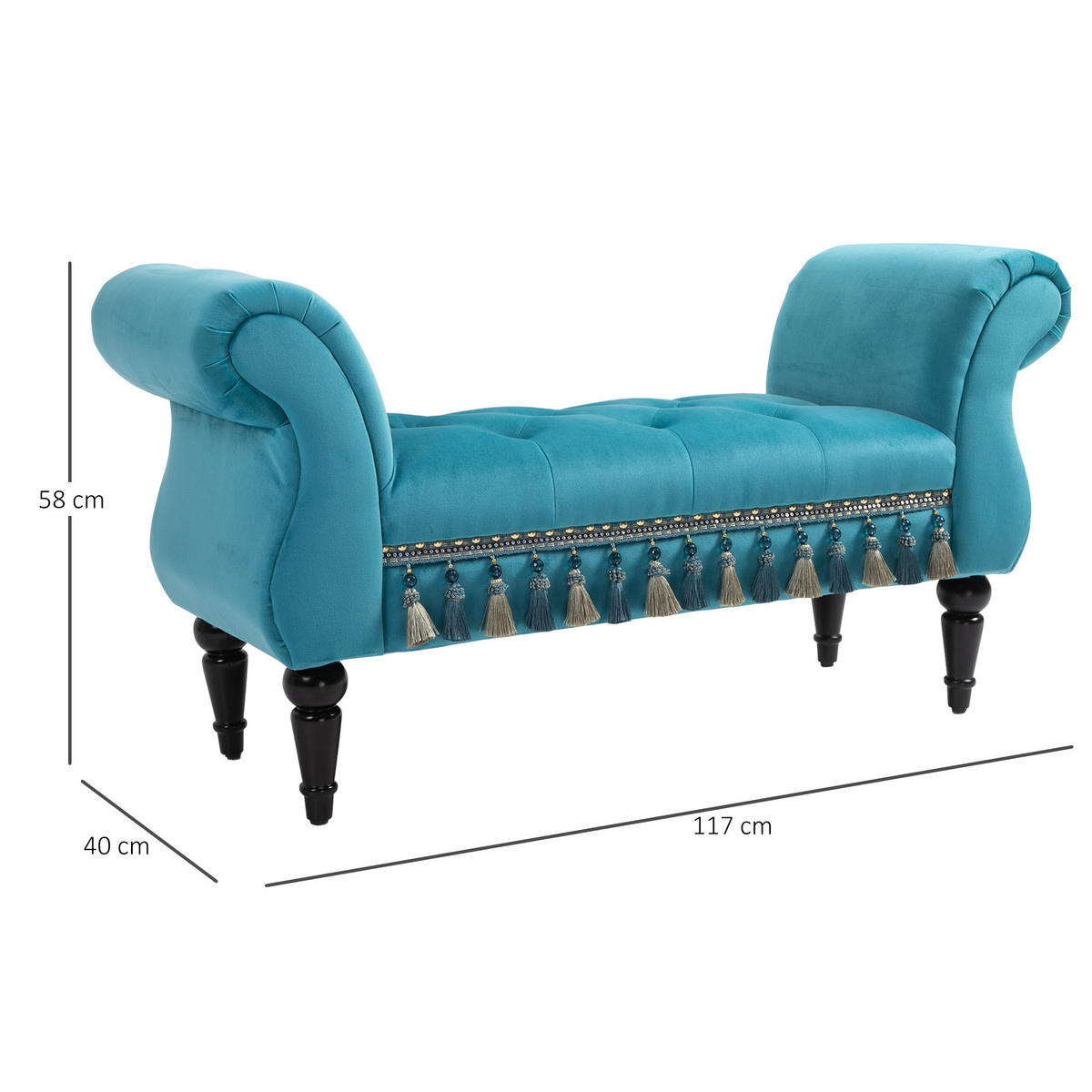 POLSTERBANK, Polyester, Kautschu,k Schaumstoff, Blau, 117 x 40 x 58 cm - Blau, Kunststoff (40/58/117cm) - HOMCOM