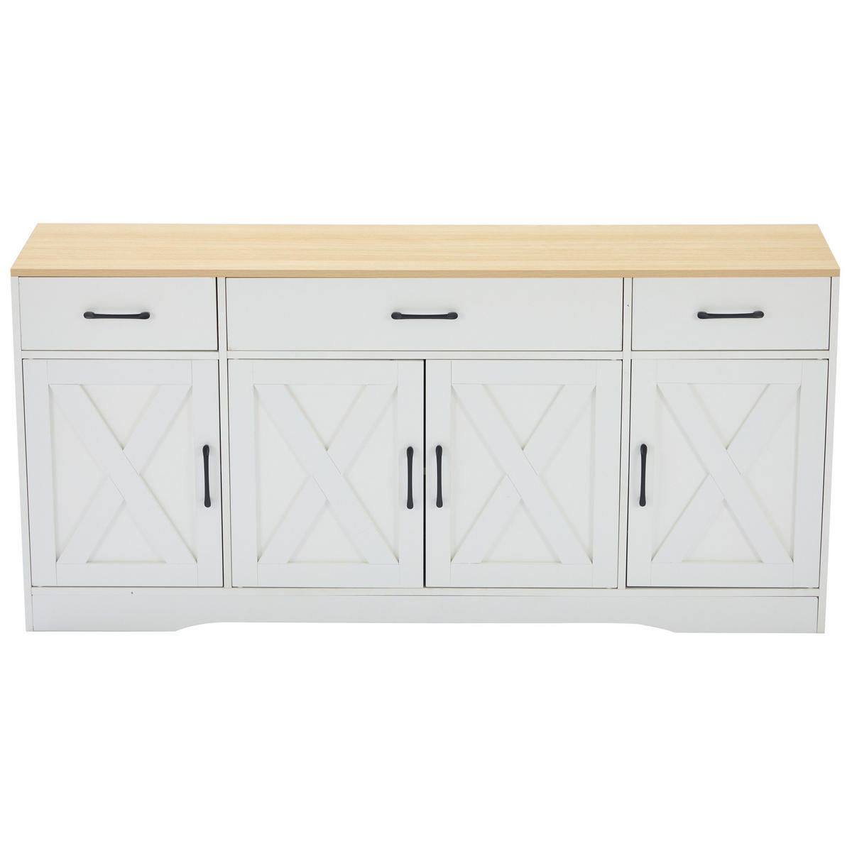 SIDEBOARD 160/37/75 cm mit 3 Schubladen, 4 Türen und MDF-Korpus in Industrial-Optik, Weiß - Weiß, Holzwerkstoff (160/75/37cm) - Redom
