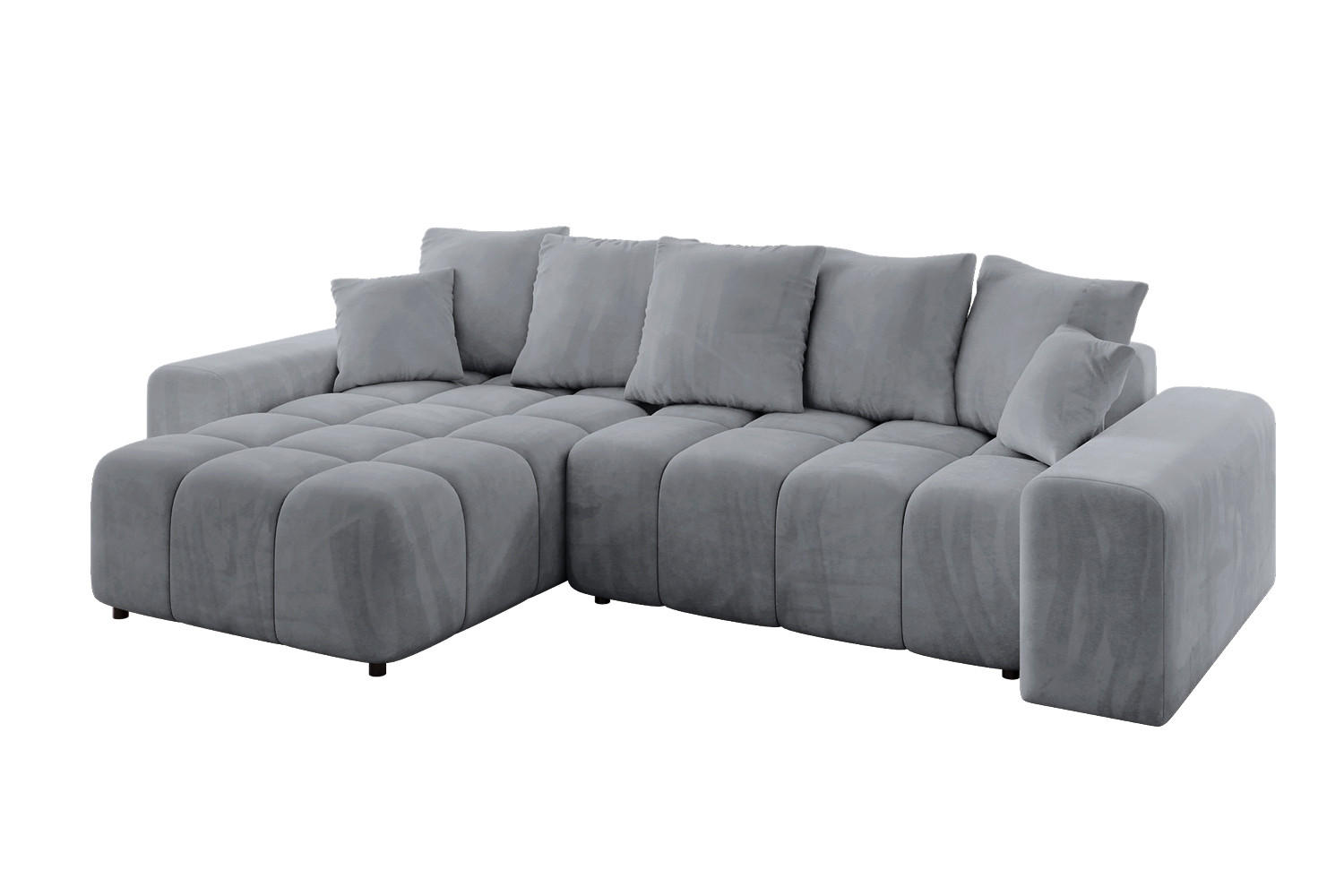 ECKSOFA Ottomane links/rechts ENIL-L 290x175x84 Hellgrau Velours - Hellgrau, Holzwerkstoff/Kunststoff (290/175cm) - ALTDECOR