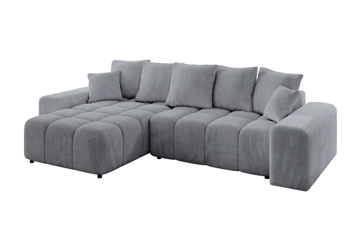 ECKSOFA Ottomane links/rechts ENIL-L 290x175x84 Hellgrau Velours - Hellgrau, Holzwerkstoff/Kunststoff (290/175cm) - ALTDECOR