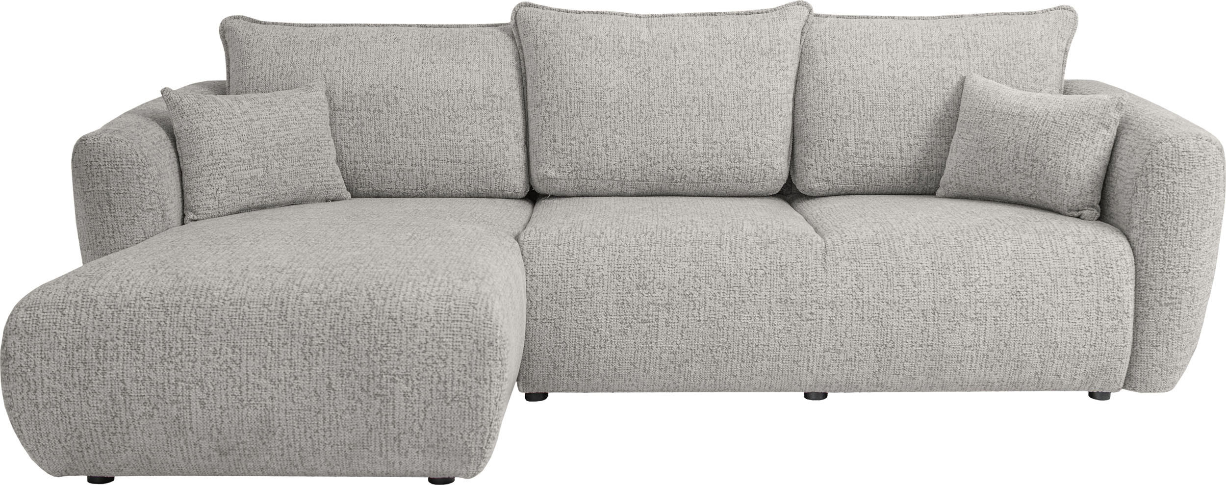 ECKSOFA Fabio mit Bettkasten, Strukturiert Grau 255/165/91 cm - Schwarz/Grau, Textil (255/165cm) - WFL GROUP