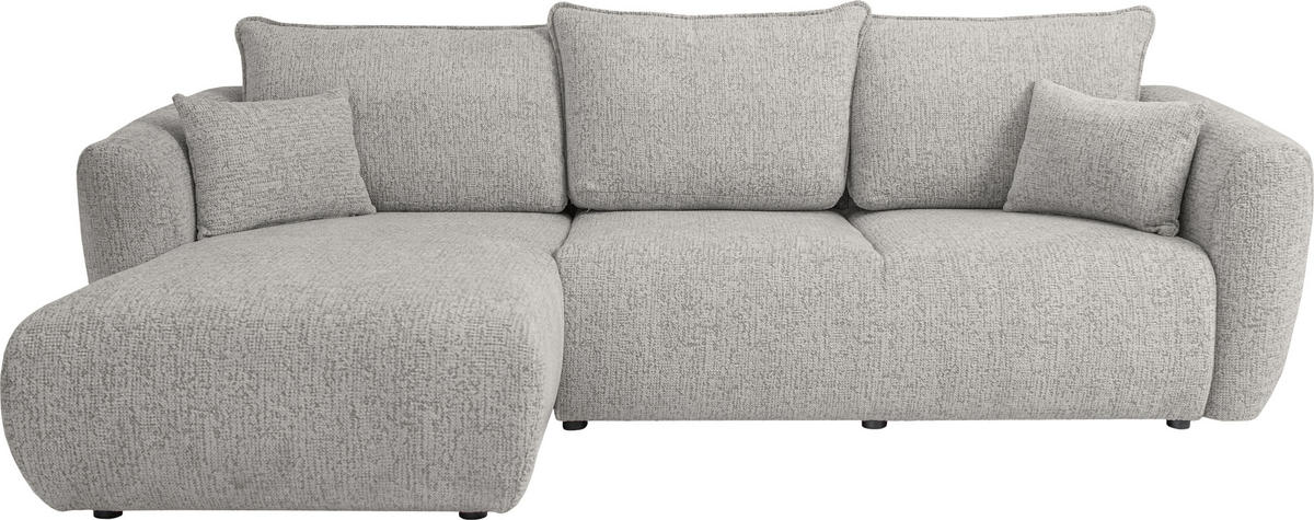 ECKSOFA Fabio mit Bettkasten, Strukturiert Grau 255/165/91 cm - Schwarz/Grau, Textil (255/165cm) - WFL GROUP