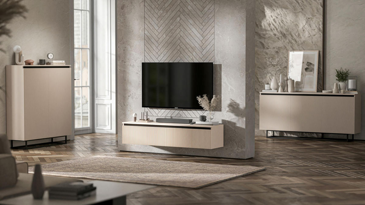 TV-SCHRANK Selene Kaschmir matt Glamour 140 cm - Kaschmir, Holzwerkstoff (140/30/35cm) - Meble Lindner