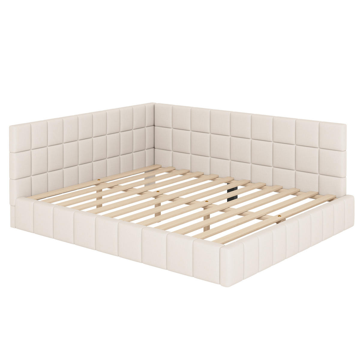 POLSTERBETT 160/200 cm Beige aus Stoff mit Lattenrost - Beige, Textil (160/200cm) - OKMYHOME