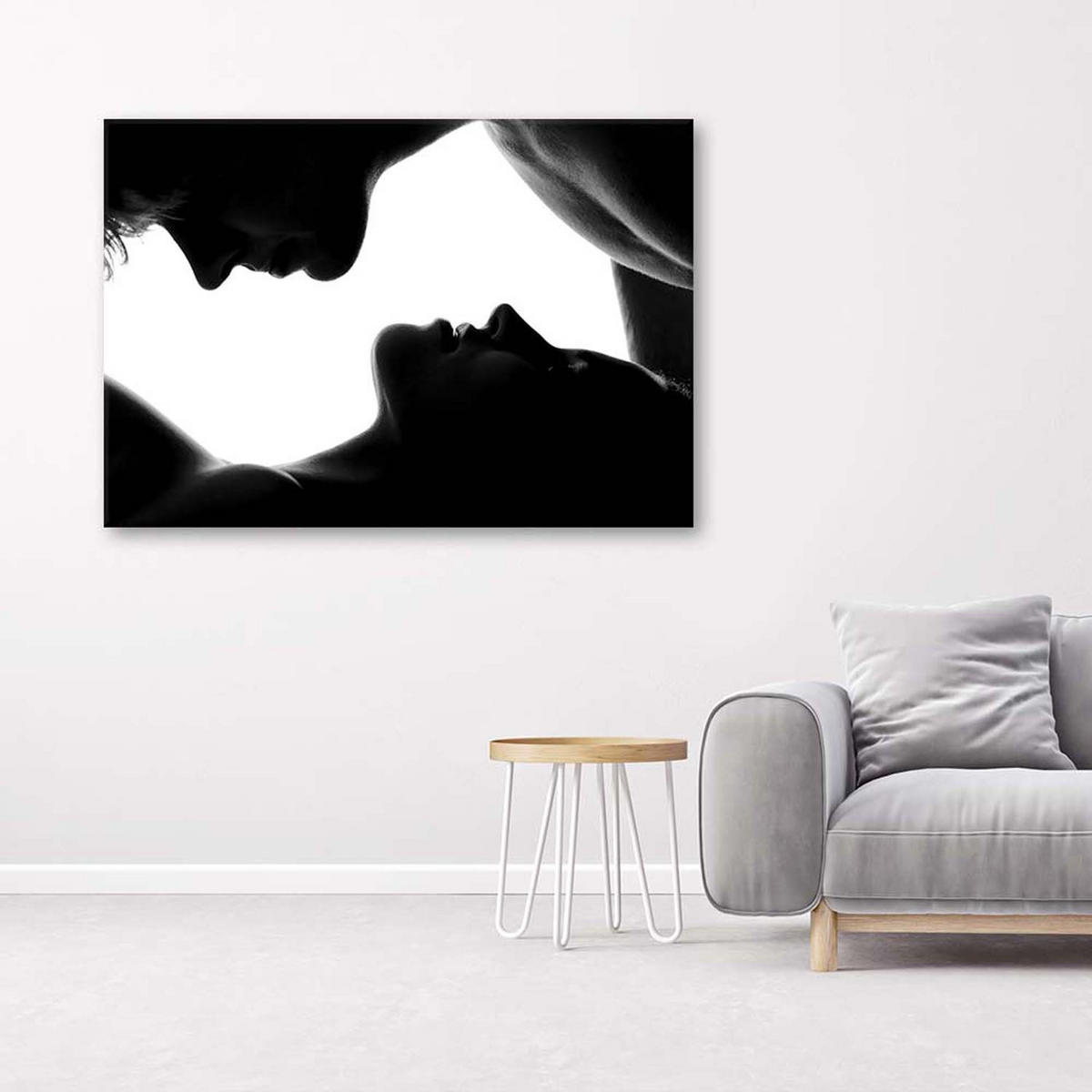 BILD AUF LEINWAND Paar bei einem intimen Akt - Grau, Textil (60/40cm) - Feeby