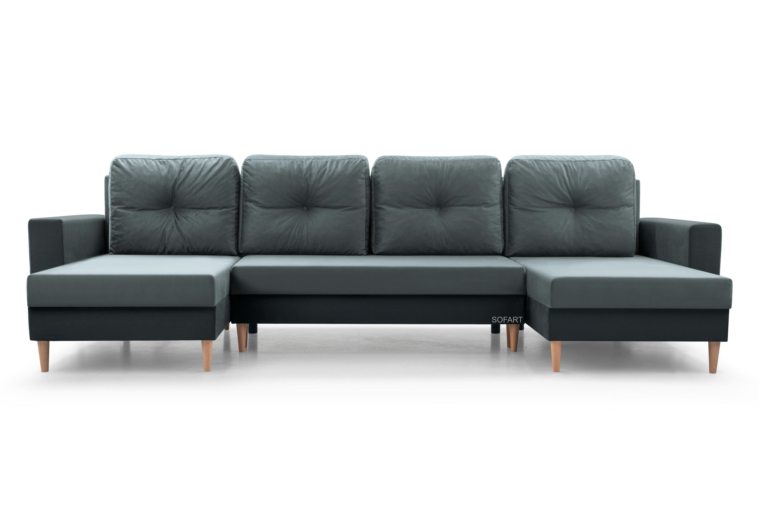 WOHNLANDSCHAFT - CARL U (Grau + Dunkelgrau) - Dunkelgrau, Holzwerkstoff (300/90/142cm) - Möblo