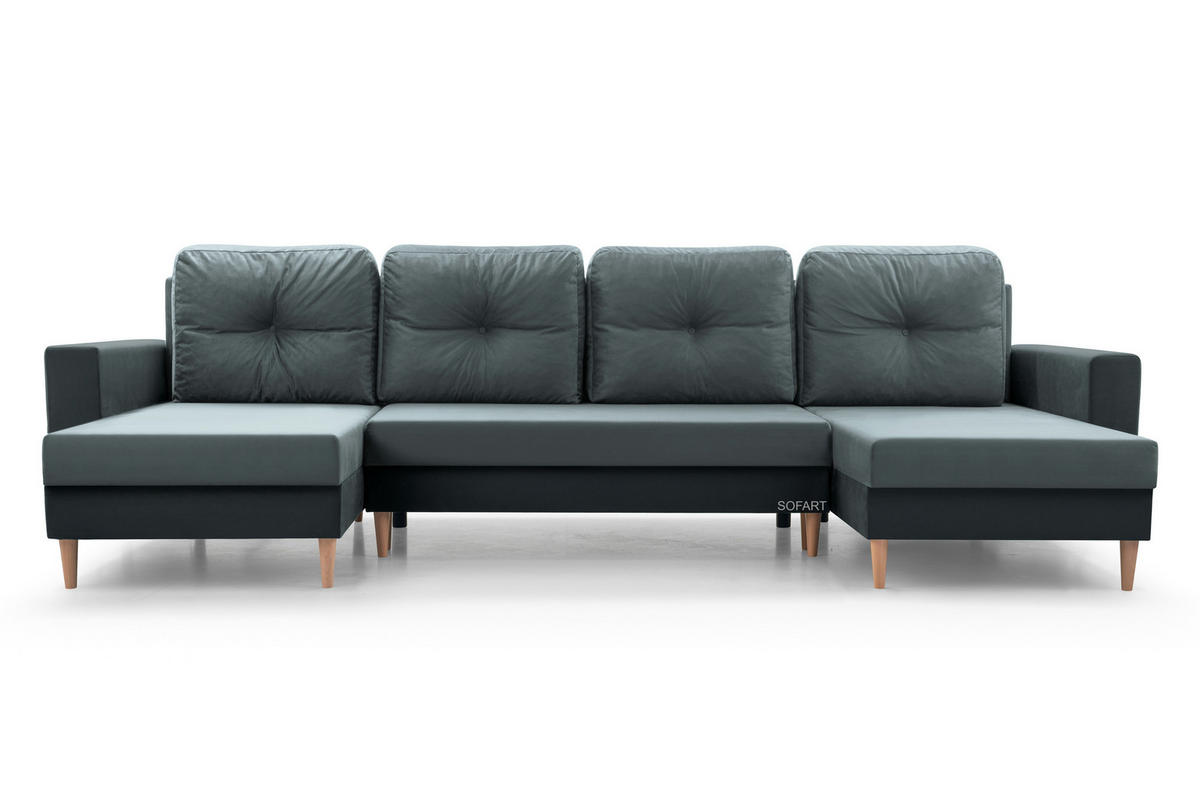 WOHNLANDSCHAFT - CARL U (Grau + Dunkelgrau) - Dunkelgrau, Holzwerkstoff (300/90/142cm) - Möblo
