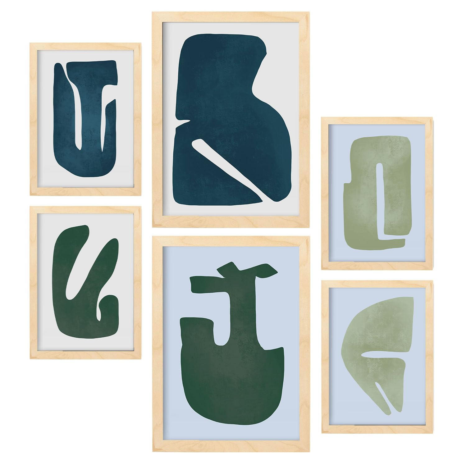 POSTER Set Mit 6 Feine Geschicklichkeit A3 & A4 Rahmen Aus Hellem Holz - Beige, Papier (29/3cm) - Nacnic