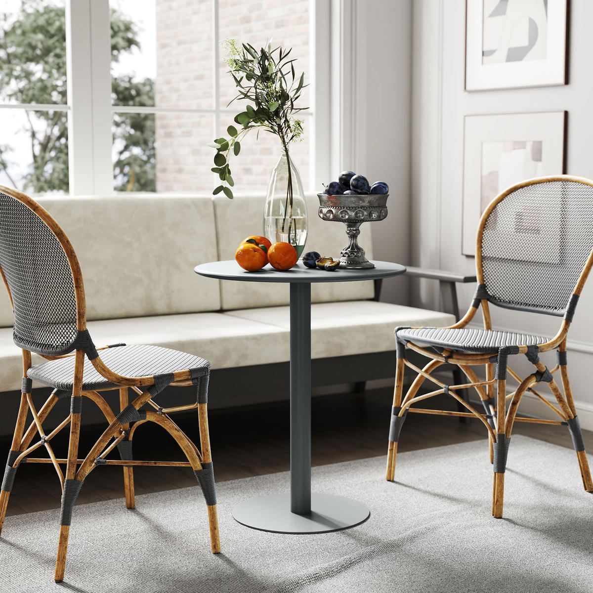 ESSTISCH Stahl Grau - Grau, Metall (60/60/72cm) - HOMCOM