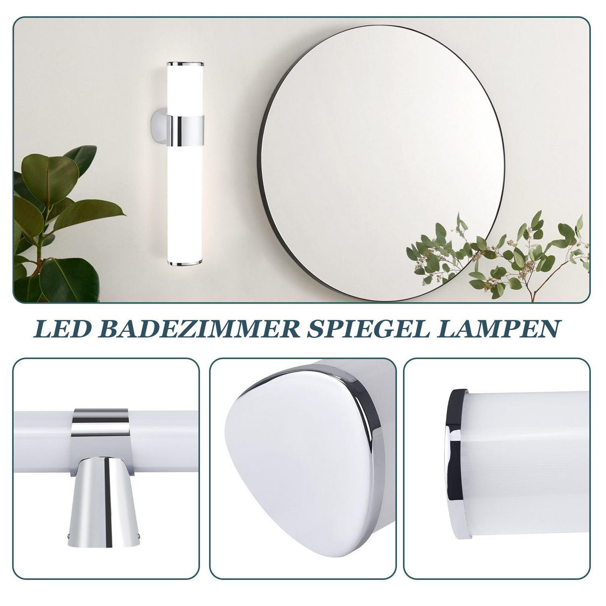SPIEGELLEUCHTE Wiesbaden(2er-set) 30/6.8/12.8 cm - Chromfarben, Kunststoff (30/6.8/12.8cm) - Nettlife