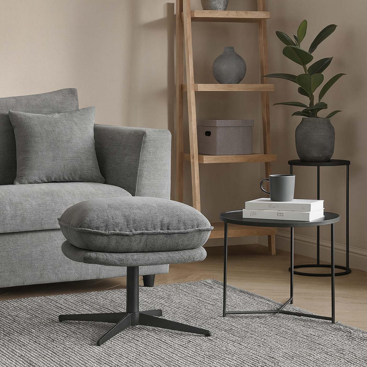 STOLEK S POLSTROVÁNÍM Šedá - šedá, textil (52/46/46cm) - MCW