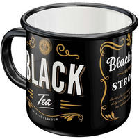 EMAILLE-BECHER 360 ml Home & Country Black Tea - Dunkelorange/Schwarz, Metall (0.36L) - Nostalgic-Art