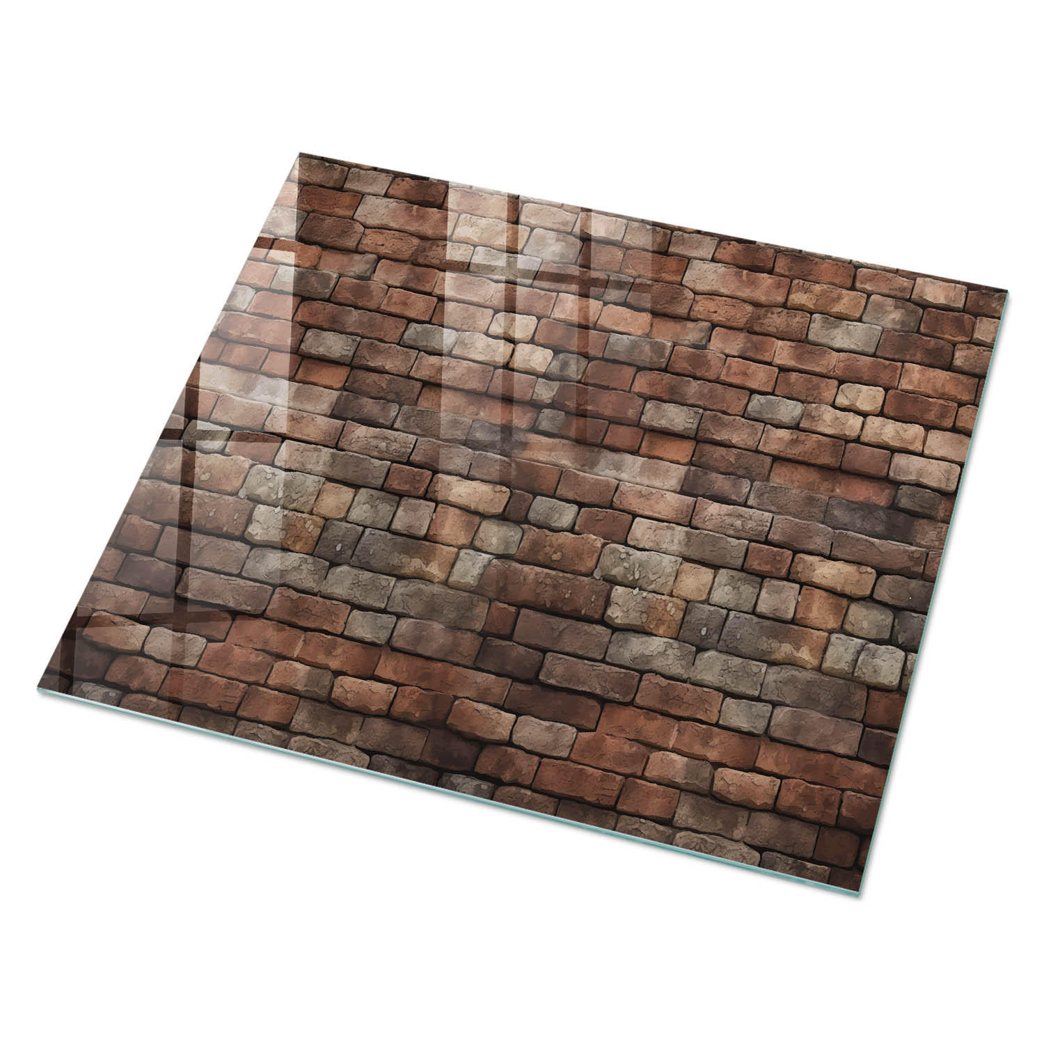 GLASPLATTE 80x60 cm – Ziegelmauer - Braun, Glas (0.4/80/60cm) - ArtPrintCave