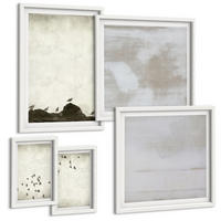 BILDER SET 5er Set - 50x50 cm & 20x30 cm & 40x60 cm Weißer Rahmen - Minimalistische Vögel im Flug - Weiß, Kunststoff (40/60cm) - TULUP