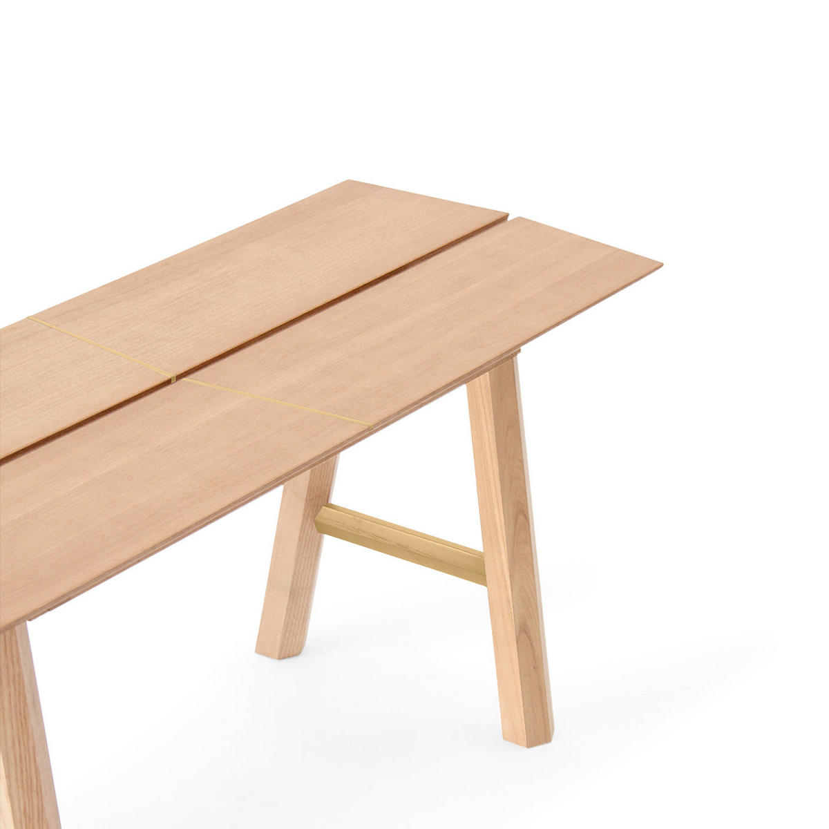 BANK Savia mit goldenen Details - Eichefarben/Goldfarben, Holz (102/45/36cm) - Woodendot