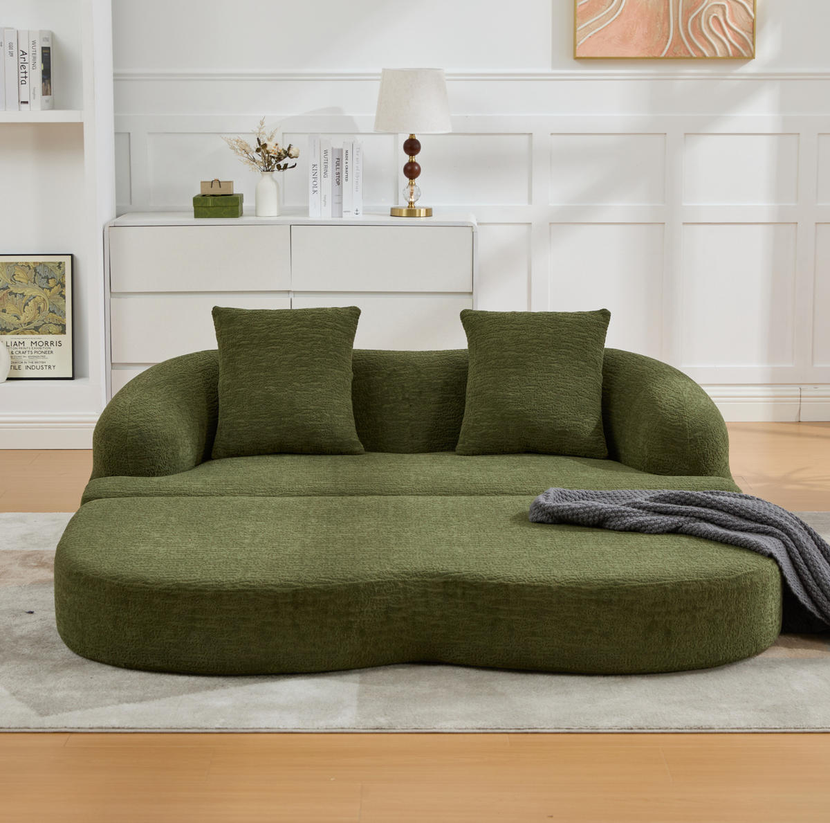 SCHLAFSOFA 157/84/65 cm aus Chenille mit Klappfunktion Grün - Grün, Textil (84/65/157cm) - Modenvie