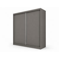KLEIDERSCHRANK Steria 200 cm Graphit Griffe silber - Graphitfarben, Holzwerkstoff (200/216/61cm) - KS Home Concept