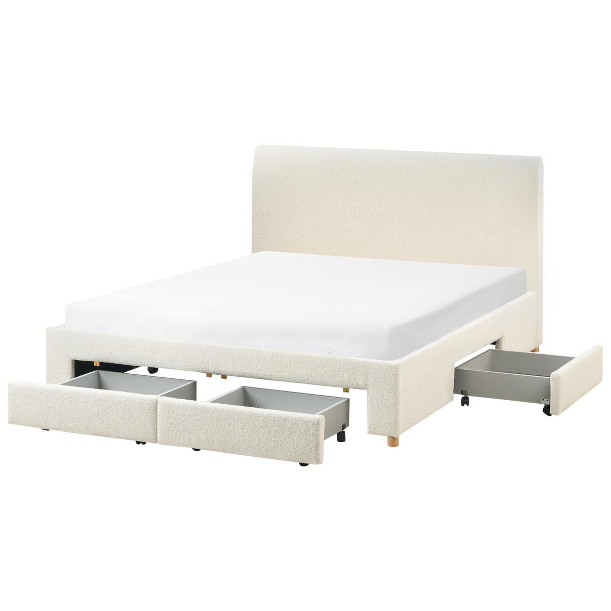 BETT mit Schubladen 160/200 cm Bouclé Hellbraun Soutrin - Hellbraun, Textil (160/200cm) - Beliani