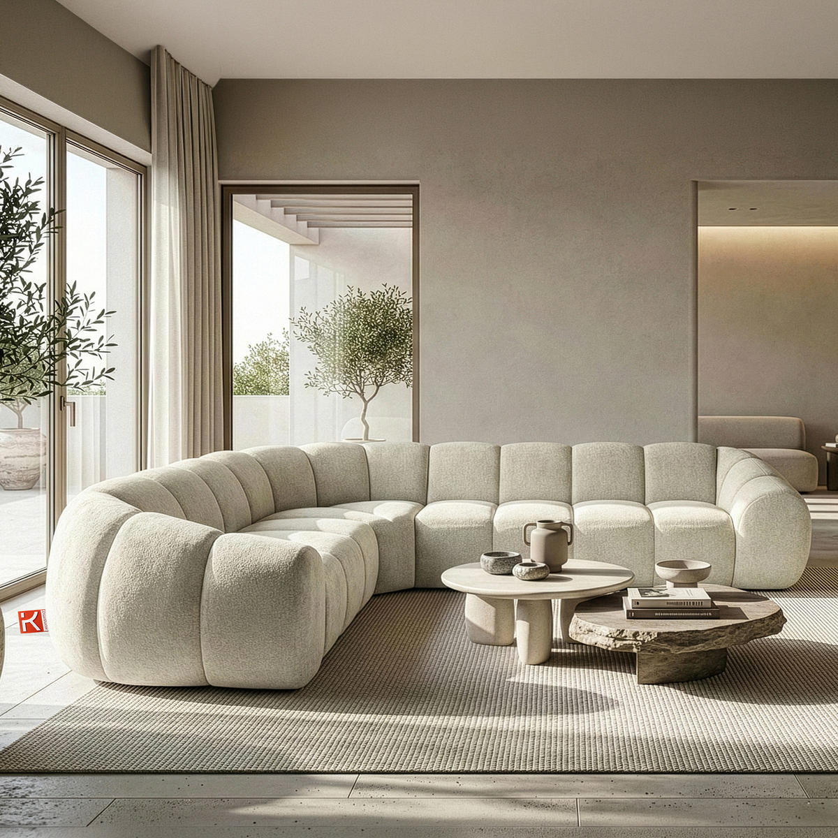 ECKSOFA LINKS FLAVA, Ecru - Ecru, Holz/Holzwerkstoff (310/270cm) - KONSIMO®