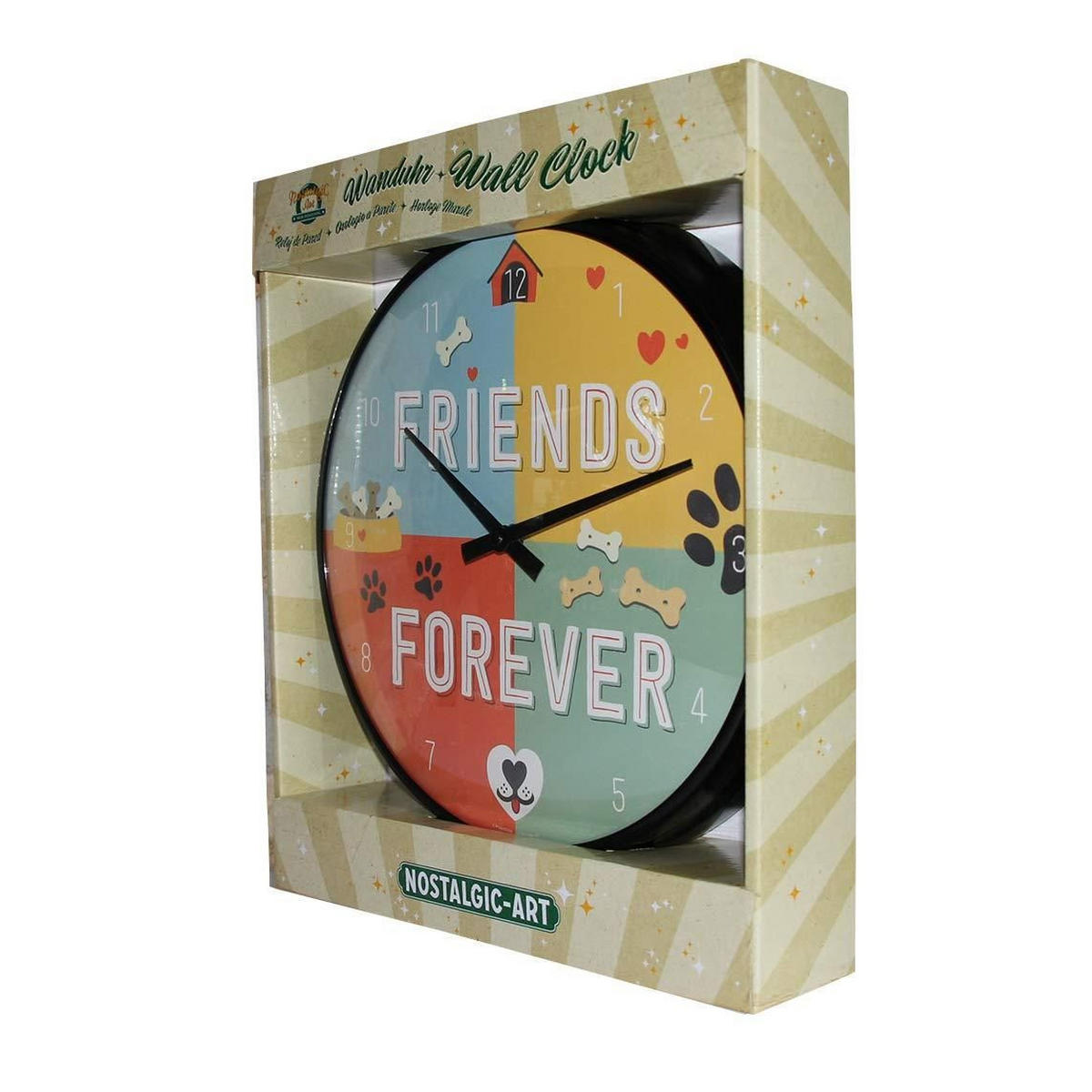 WANDUHR 31 cm Pfotenschild Friends Forever - Multicolor, Metall (31/31/5cm) - Nostalgic-Art