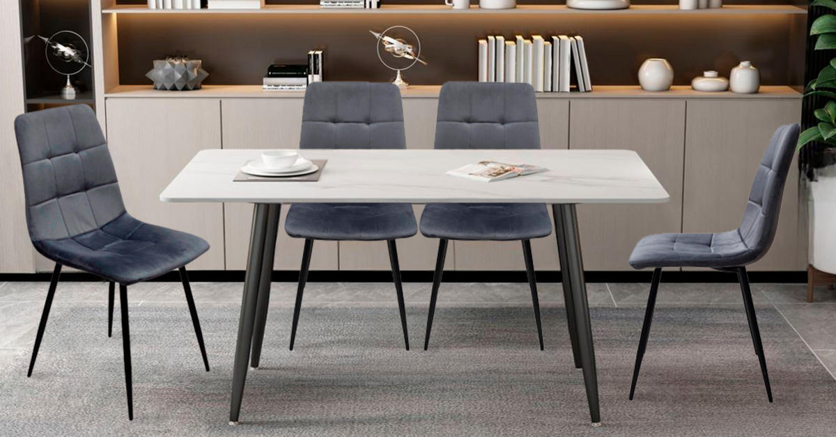 ESSZIMMERSTÜHLE, 4er-Set, gepolstert, Samt, Metallgestell, 41/46/86cm - Dunkelgrau/Grau, Holzwerkstoff/Textil (46/86/41cm) - Skraut Home