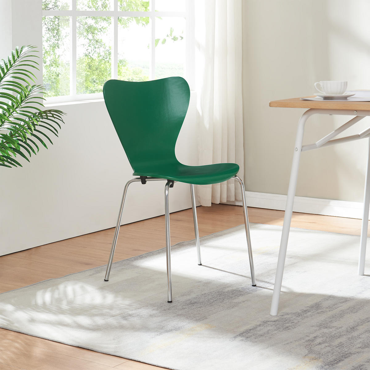 ESSZIMMERSTUHL-SET 4 TLG. Essunga - Chromfarben/Grün, Holz/Metall (48/80/45.5cm) - [en.casa]