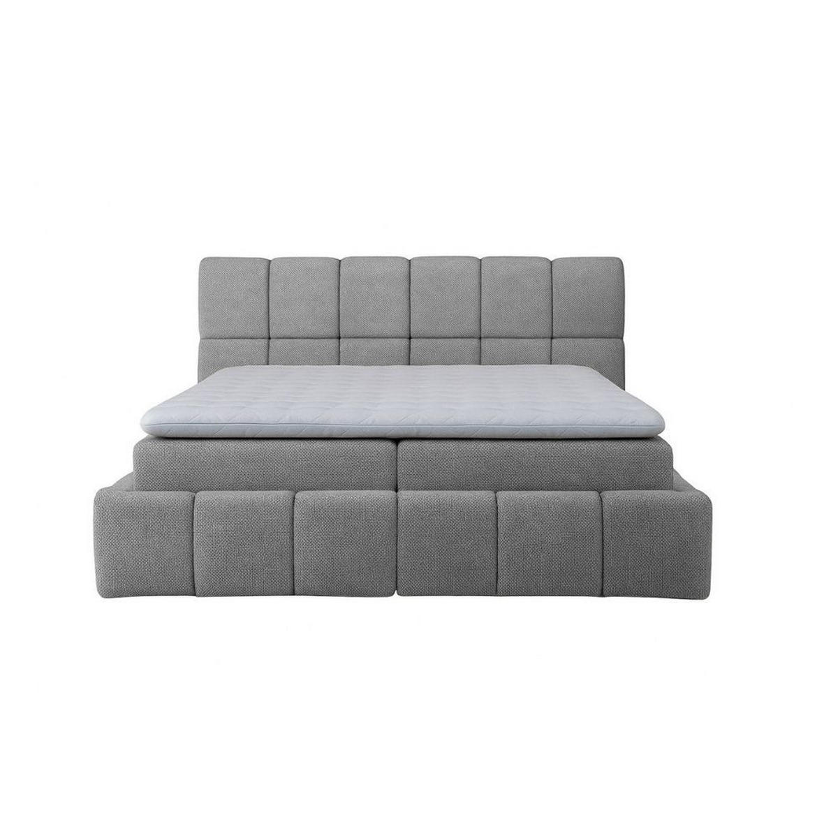 BOXBETT Anna mit Bonnelmatratze und Topper, 160x200, Grau - Grau, Holzwerkstoff/Kunststoff (160/200cm) - AN-Moebel 4u