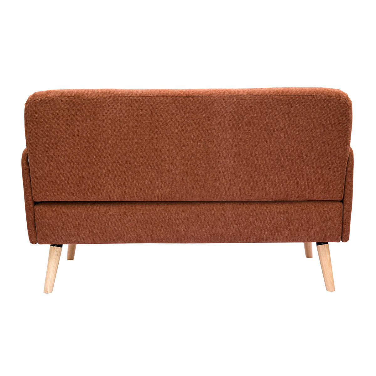 SOFA 2-Sitzer Rostbrauner Stoff Samteffekt Helles Holz ISKO - Terracotta, Textil (131/81/76.5cm) - Miliboo
