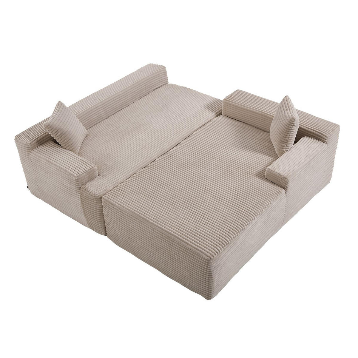 SOFA Coredo taupe Cord - Taupe, Textil (250/155cm) - Juskys