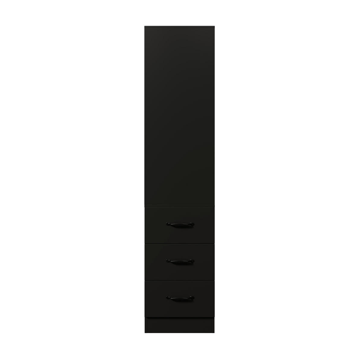 BÜCHERREGAL in Schwarz Eckregal mit Schubladen für kleine Räume und Wohnzimmer, B60/T38/H180 cm - Schwarz, Holzwerkstoff (60/180/36.5cm) - STILVORA