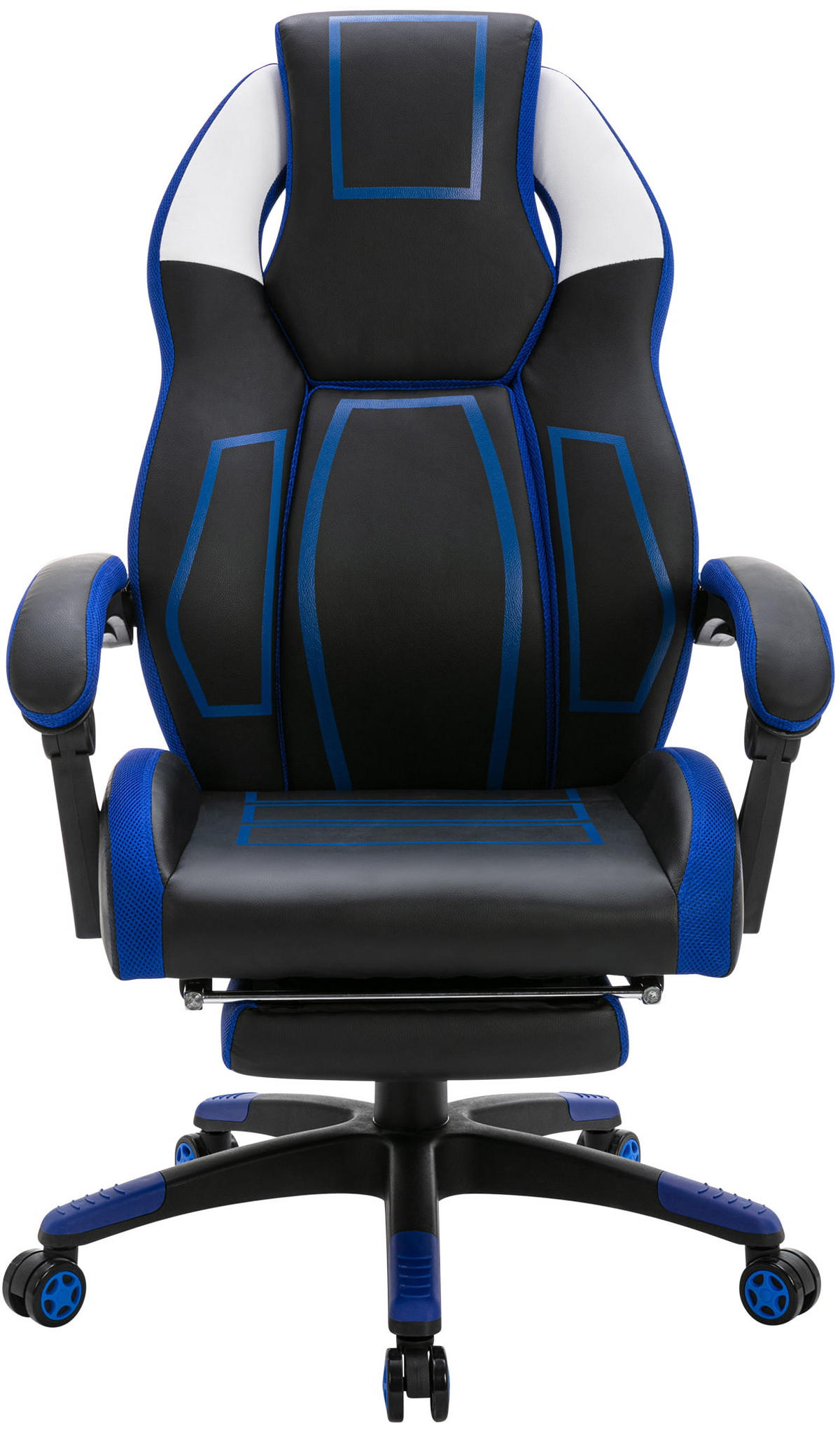 CHEFSESSEL Lederlook schwarz/blau - Blau/Schwarz, Kunststoff/Textil (69/118/70.5cm) - CLP