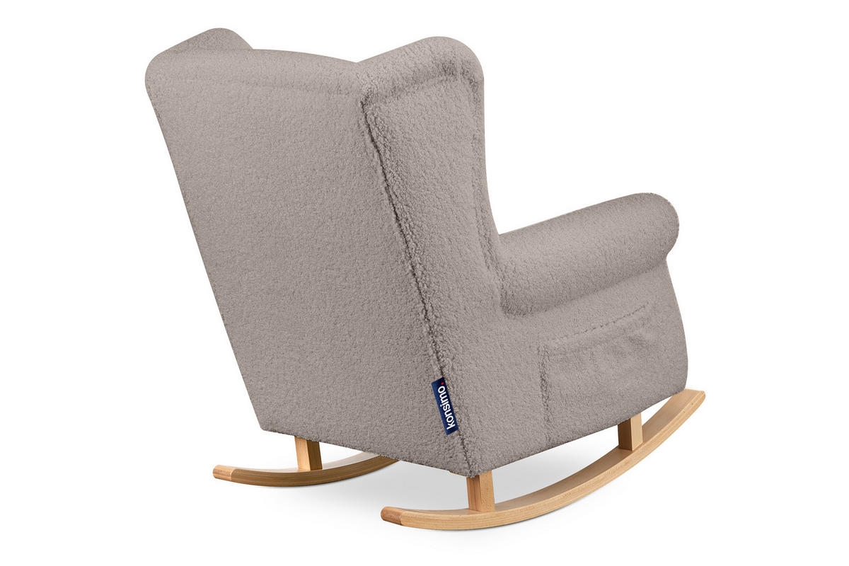 SCHAUKELSESSEL TULES mit Tasche für kleine Gegenstände, beige - Eichefarben/Beige, Eichenholz/Holzwerkstoff (80/105/105cm) - KONSIMO®