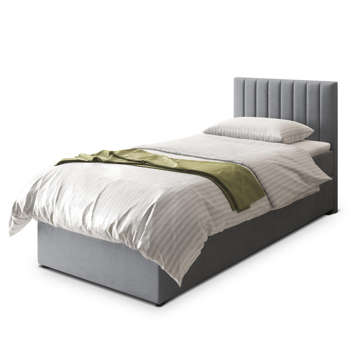 POSTEL BOXSPRING BRESEL 90x200 cm, s matrací a úložným prostorem, šedá - šedá, kompozitní dřevo/textil (90/200cm) - MASSENO