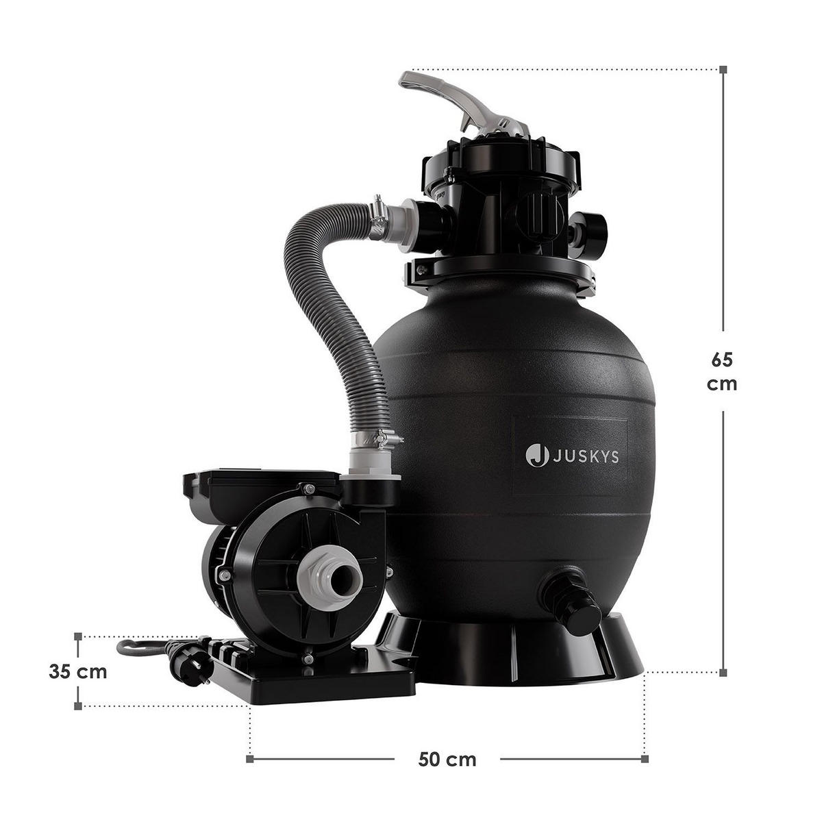 SANDFILTERANLAGE schwarz 250W - Schwarz, Kunststoff (33/41.5/52cm) - Juskys