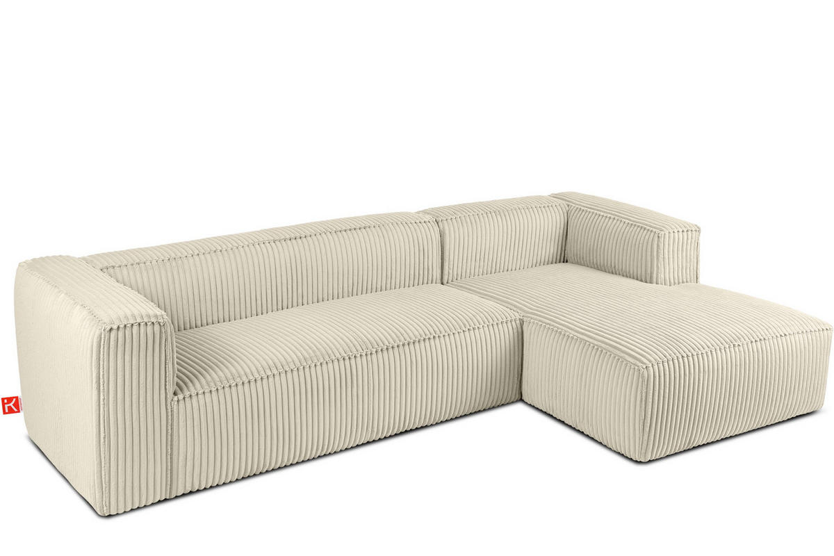 ECKSOFA-RECHTS FEROX Modern, Cord-Stoff, cremefarben - Creme, Textil (305/175cm) - KONSIMO®