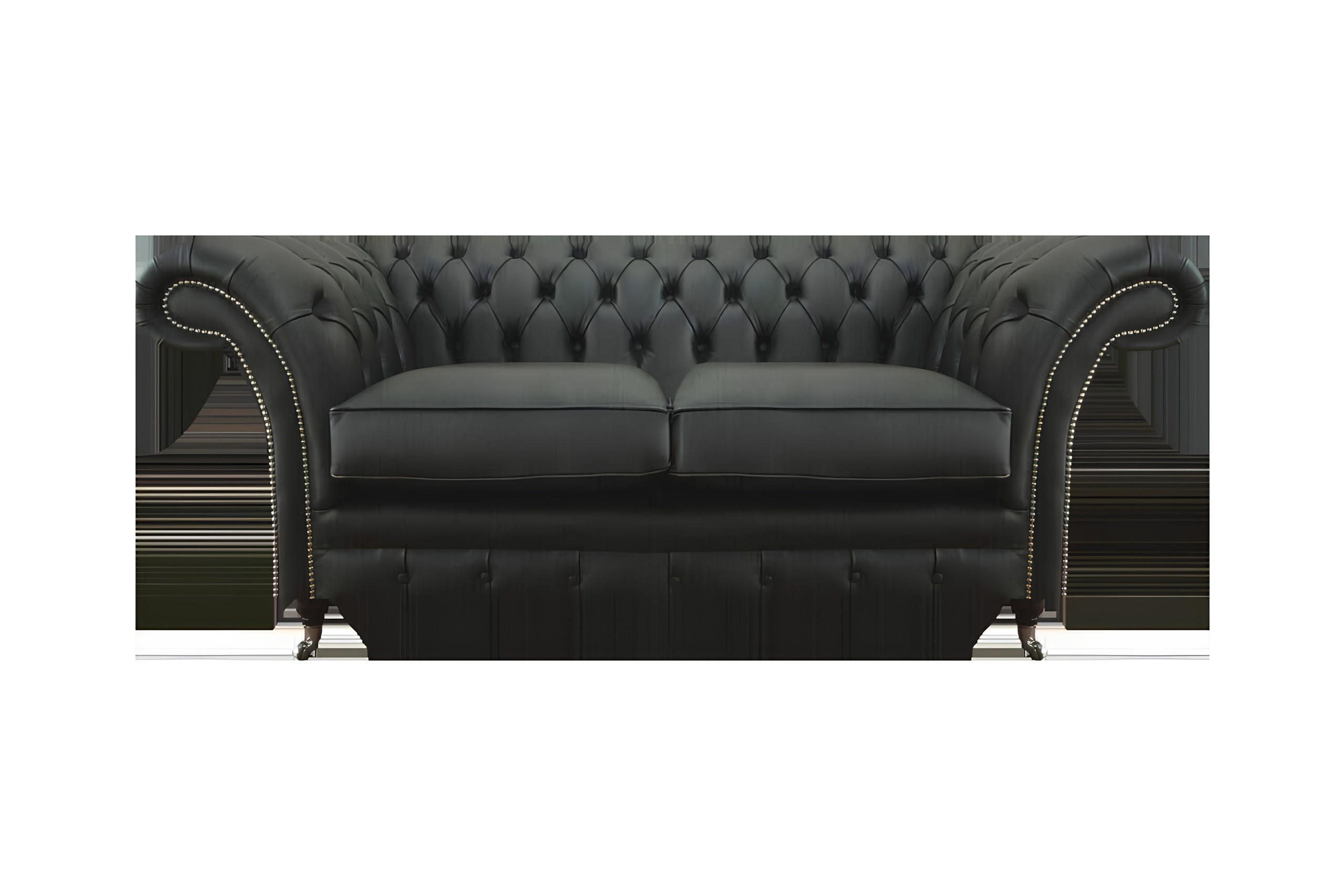 SOFA Schwarz Polyester 180x90x80 cm Chesterfield - Schwarz, Leder/Textil (90/80/180cm) - JVmoebel