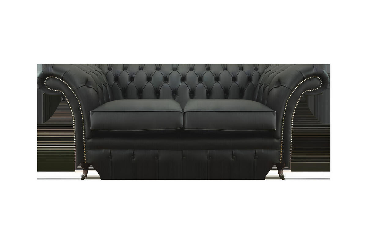 SOFA Schwarz Polyester 180x90x80 cm Chesterfield - Schwarz, Leder/Textil (90/80/180cm) - JVmoebel