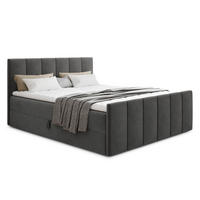 BOXBETT Star Lux - 160x200 - dunkelgrau (Kronos 22, Velvet) - Dunkelgrau/Schwarz, Holz/Holzwerkstoff (160/200cm) - Sofnet