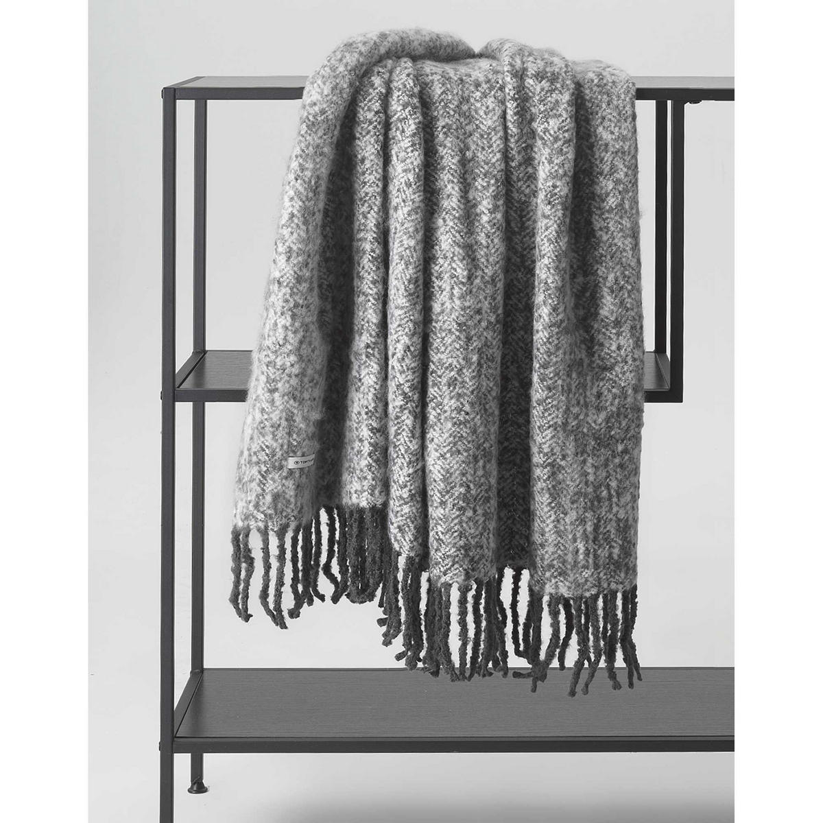 TAGESDECKE WOOLY HERRINGBONE - Anthrazit, Textil (130/170cm) - Tom Tailor