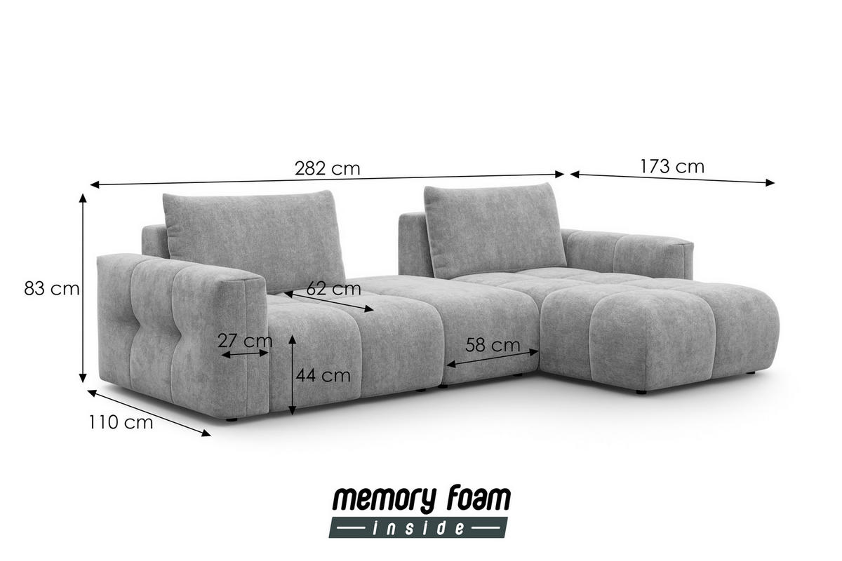 ECKSOFA VERONA 4-Sitzer RECHTS, Marineblau - Blau/Schwarz, Holz/Textil (282/173cm) - Courtois Laville